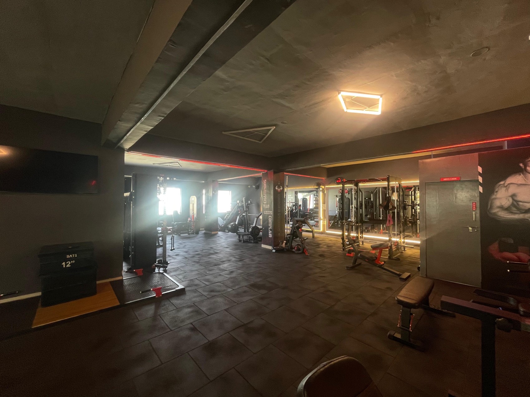 BurnZone Rajajinagar training floor with squat racks and free weights